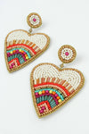 My Doris | Multi Beaded Cream Heart Drop Earrings