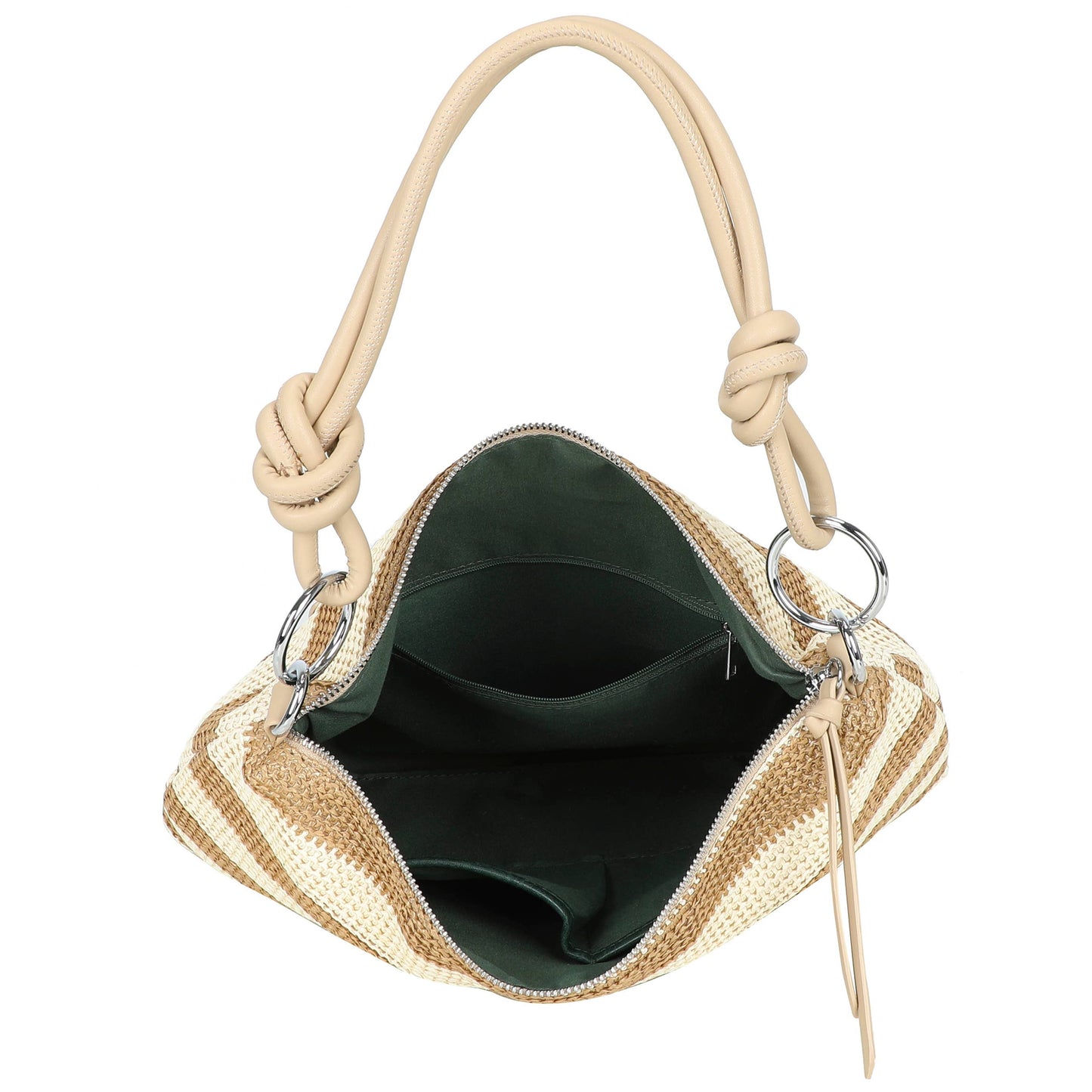 Natural Straw Stripe Shoulder Bag | Blue Stripe