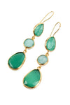 My Doris | Green Glass Triple Drop Earrings