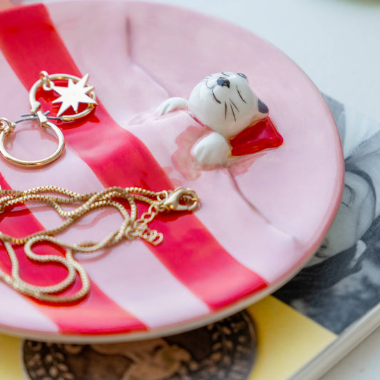 Oli Olsen | Helio Ferretti Trinket Tray Napping Cat Pink