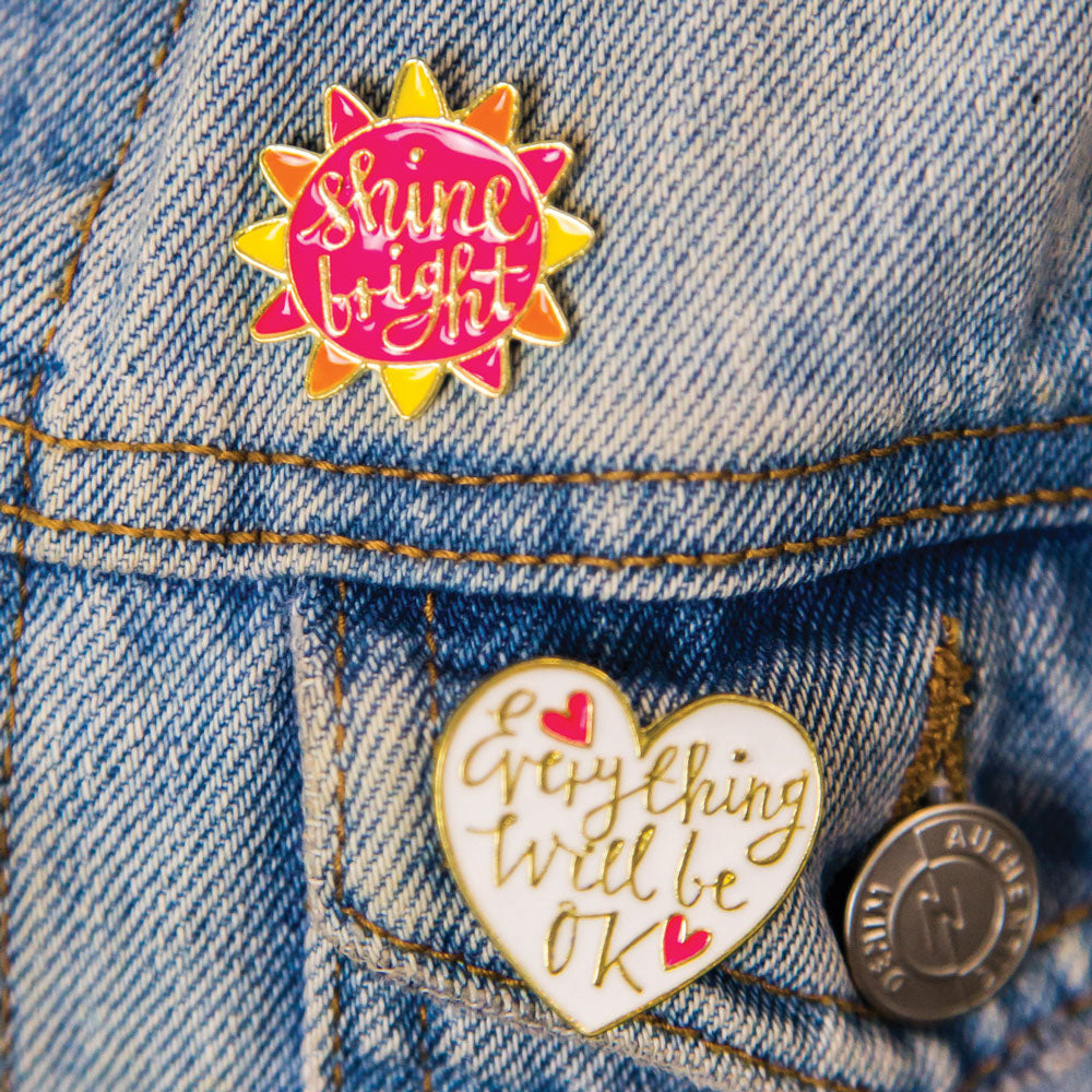 Rachel Ellen Designs | Enamel Pin Badge | Shine Bright Everything Will Be Ok - Blossom Boutique Online  