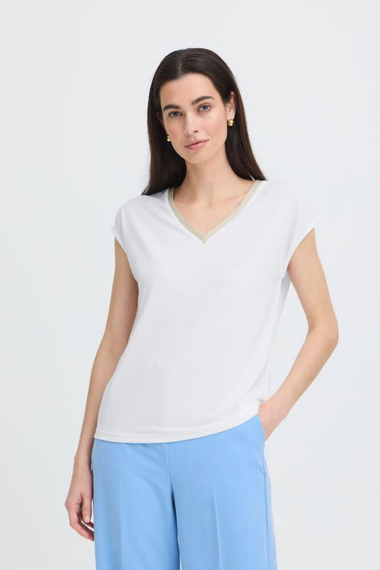 B.young | BYPERL Lurex T-Shirt |Marshmallow White