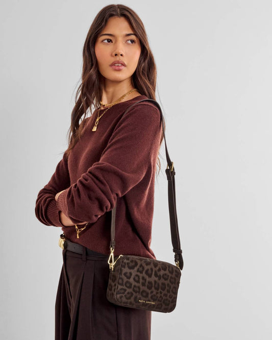 Katie Loxton | Avery Small Crossbody Bag | Chocolate Leopard
