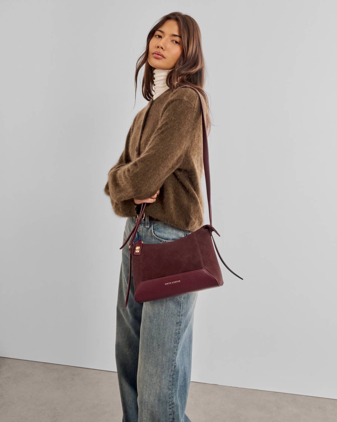 Katie Loxton | Charlbury Suedette Crossbody Bag | Cherry