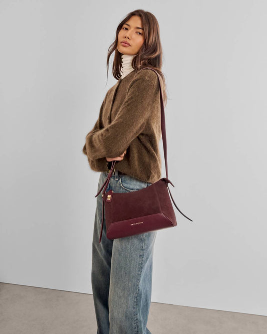 Katie Loxton | Charlbury Suedette Crossbody Bag | Cherry