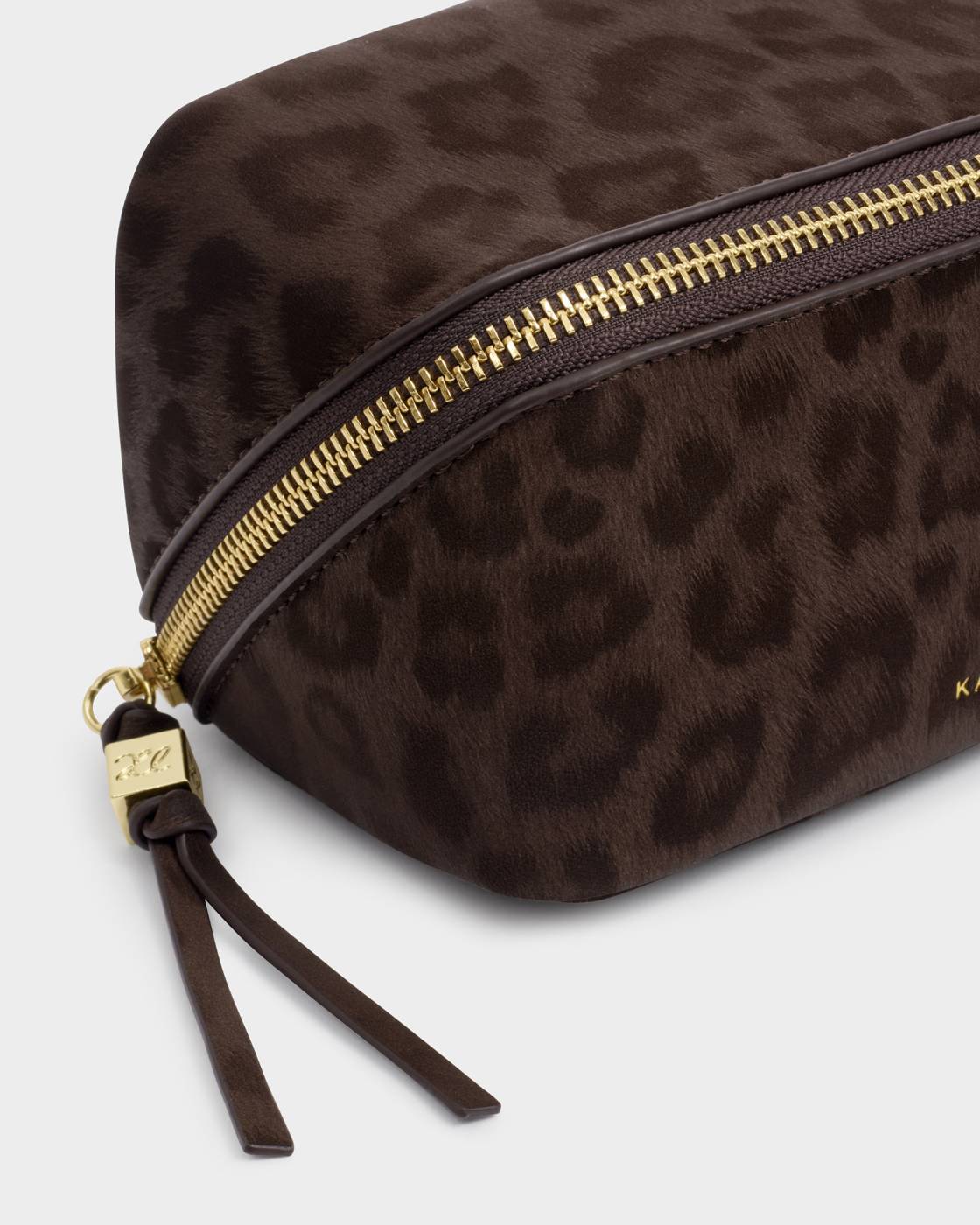Katie Loxton | Fold-Out Mirror Makeup Bag | Chocolate Leopard
