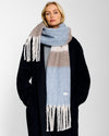 Katie Loxton | Recycled Checked Tassel Scarf | Blue & Mink