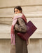 Katie Loxton | Recycled Checked Tassel Scarf | Pink & Burgundy