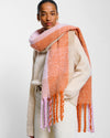 Katie Loxton | Recycled Checked Tassel Scarf | Lilac & Orange