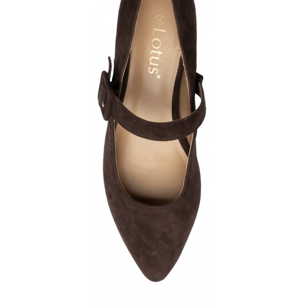 Lotus | Women's Verbena Mary-Jane Suede Shoes | Brown