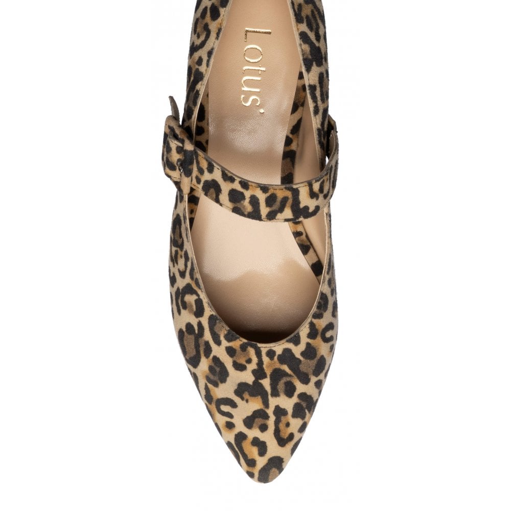 Lotus | Women's Verbena Mary-Jane Suede Shoes | Leopard Print
