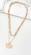 Envy - Short Double Layer Pendant Necklace - Gold