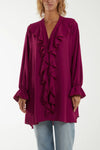 Frill Front Blouse | Magenta